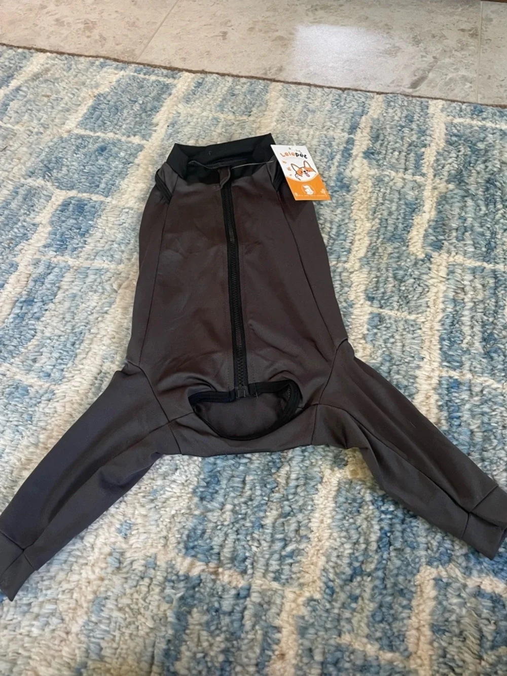 Lele Pet Gray Dog Swimsuit Bodysuit size Medium - Zip Up NWT